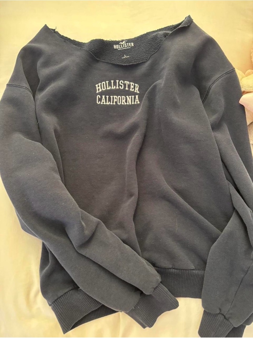 Hollister Navy Crewneck Sweatshirt with White Chest Logo